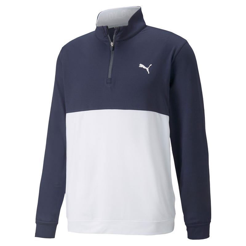 Puma Gamer Colourblock 1 4 Zip Golf Sweater Navy Click Golf