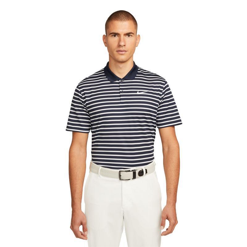 Nike Dri-Fit Victory Stripe Golf Polo Shirt - Obsidian/White - main image