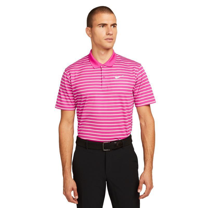 Nike Dri-Fit Victory Stripe Golf Polo Shirt - Pink/White - main image