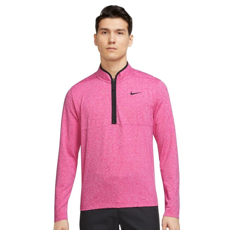 Nike Dri Fit Victory Heathered Half Zip Golf Top Pink Black