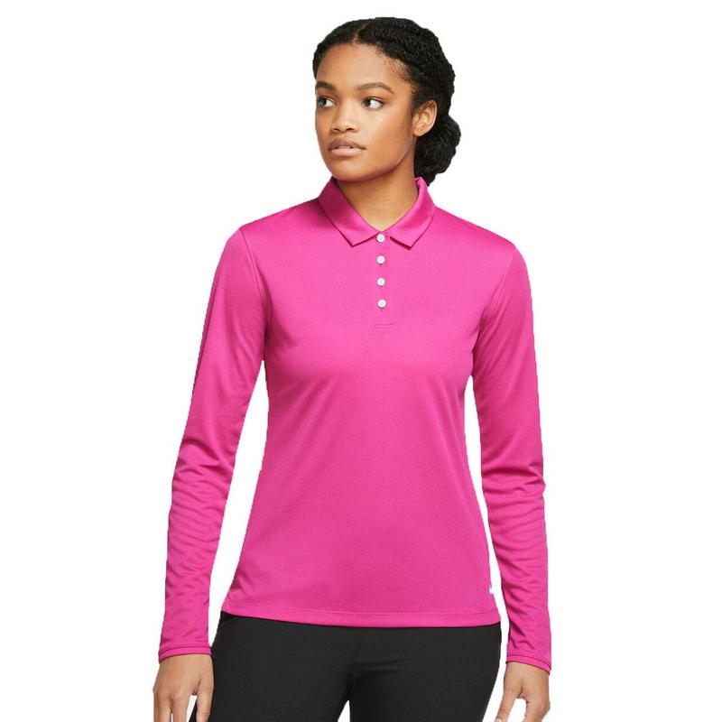 Nike Dri-Fit Victory LS Solid Womens Golf Polo Shirt - Active Pink/White - main image