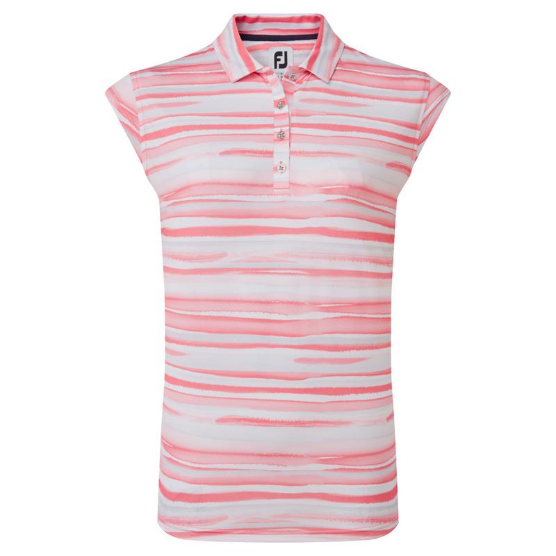 FootJoy Womens Cap Sleeve Watercolour Print Lisle Golf Polo Shirt - main image