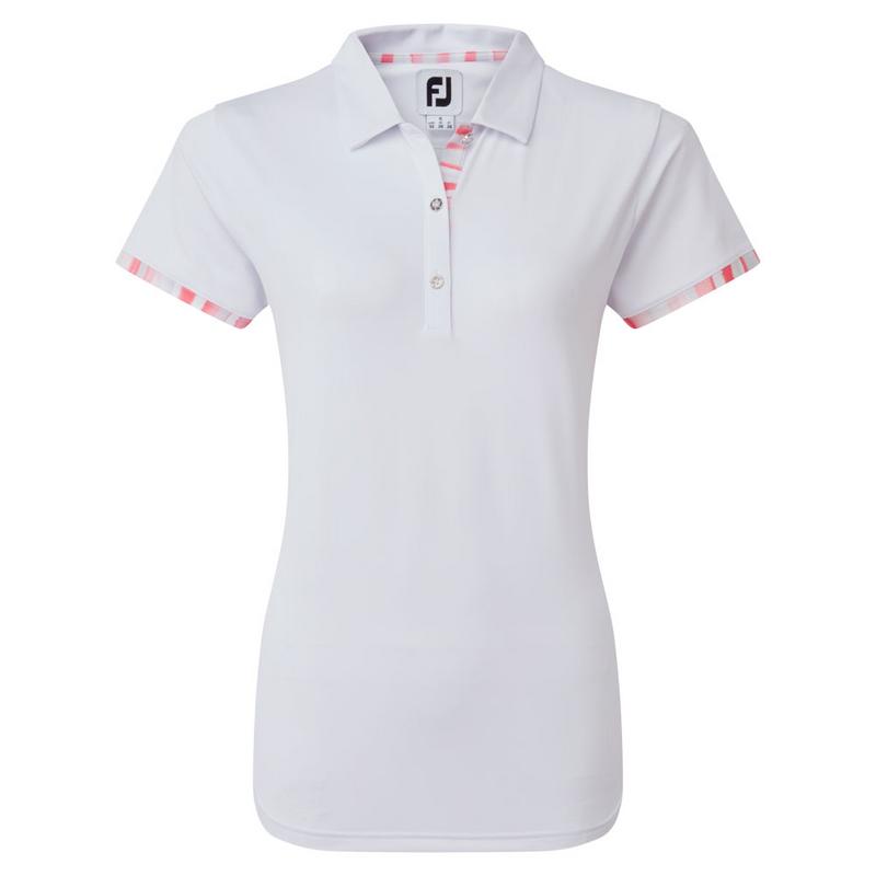 FootJoy Womens Watercolour Trim Pique Golf Polo Shirt - White - main image