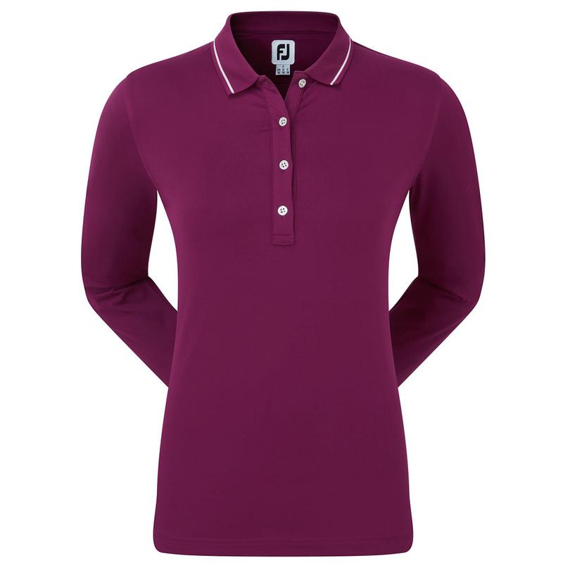 FootJoy Ladies Thermal Long Sleeve Golf Polo Shirt - Red - main image