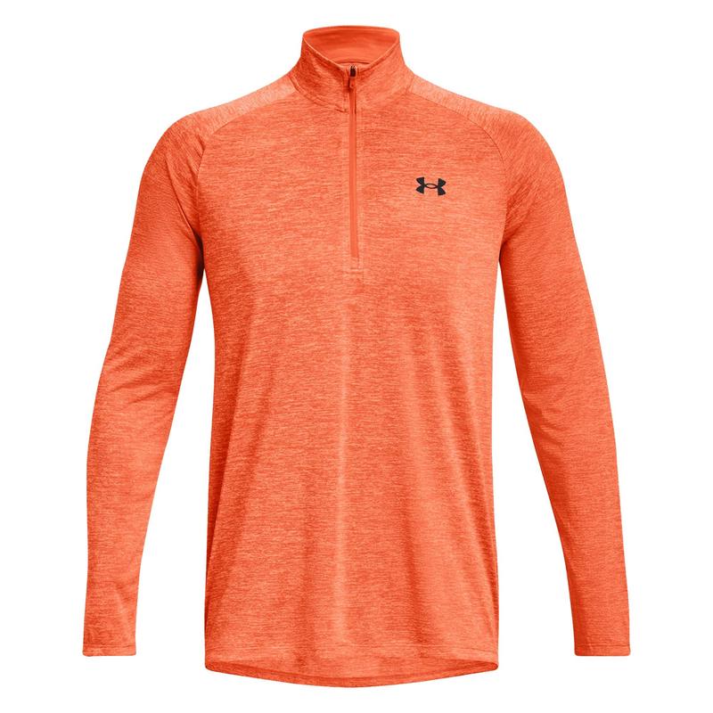 Under Armour Tech 2.0 Half Zip Long Sleeve Golf Top - Orange Burst - main image