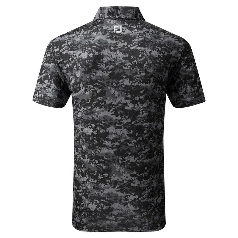 Footjoy Cloud Camo Lisle Mens Golf Polo Shirt - Black - main image