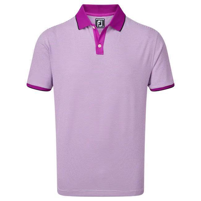 FootJoy Pique Mini Stripe Golf Polo - Purple  - main image