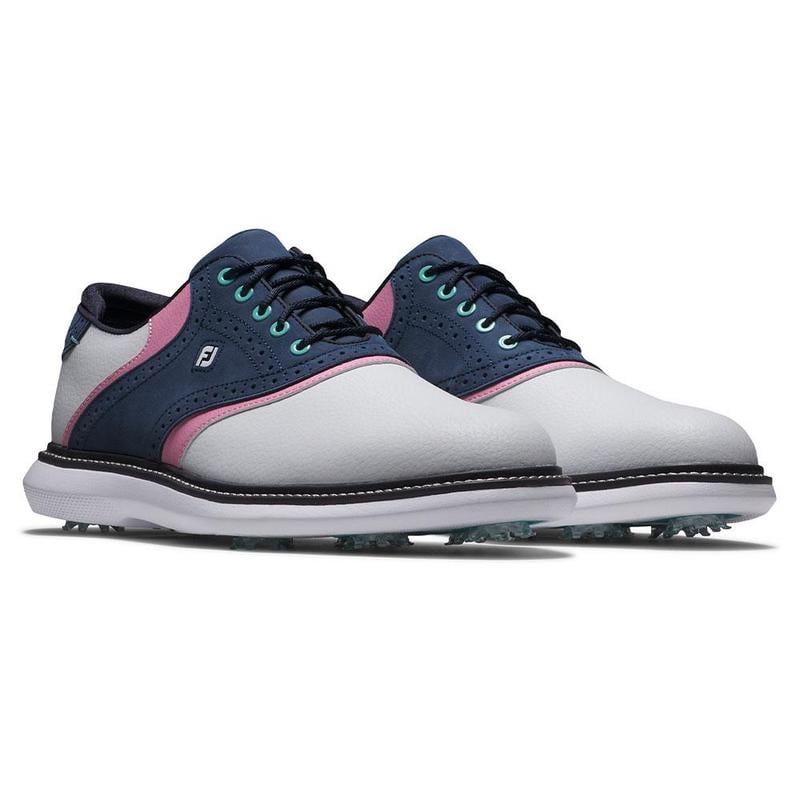 FootJoy Traditions Golf Shoe - White/Navy/Pink - main image