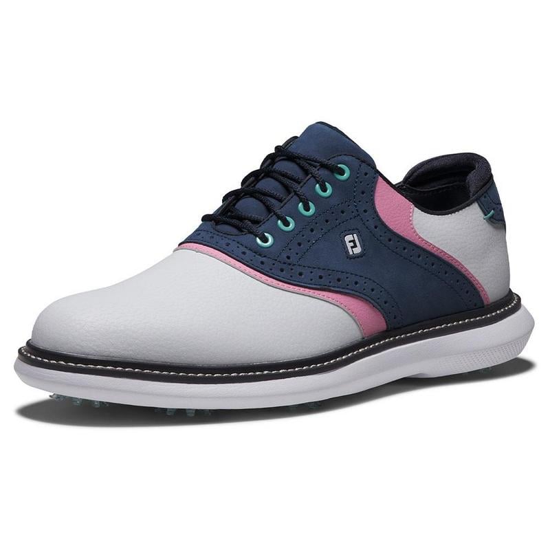 FootJoy Traditions Golf Shoe - White/Navy/Pink - main image