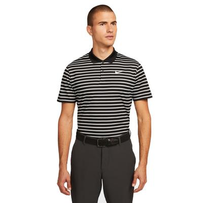 Nike Dri-Fit Victory Stripe Golf Polo Shirt - Black/White - thumbnail image 1