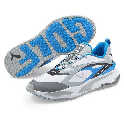 Puma GS Fast Golf Shoes - White/Quarry/Ocean Blue - thumbnail image 3