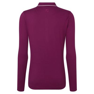 FootJoy Ladies Thermal Long Sleeve Golf Polo Shirt - Red - thumbnail image 2