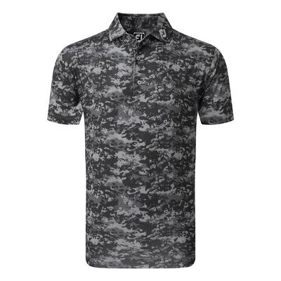 Footjoy Cloud Camo Lisle Mens Golf Polo Shirt - Black - thumbnail image 1