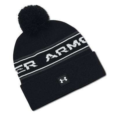 Under Armour Halftime Golf Pom Beanie Hat - Black/White - thumbnail image 1