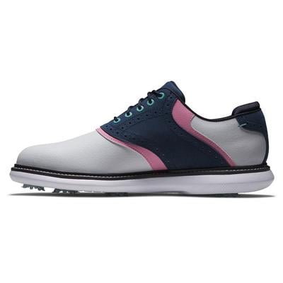 FootJoy Traditions Golf Shoe - White/Navy/Pink - thumbnail image 2