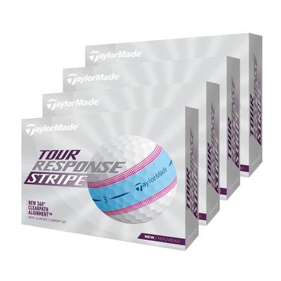 TaylorMade Tour Response Stripe Golf Balls - White/Blue/Pink (4 FOR 3)